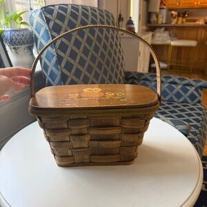 Charming Formerz Spain Brown Woven Basket Purse with Owls